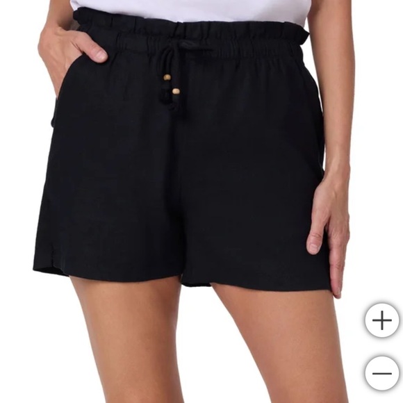 New Hang Ten Women's Linen Blend Short Black Drawstring - Picture 1 of 8